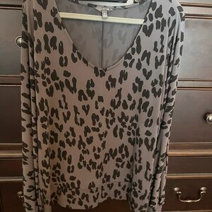 The Limited Black and Gray Animal Print Blouse